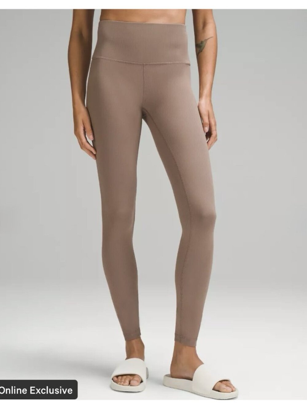Lululemon Wunder Train High-Rise Ribbed Tight Size 14 Brown Waist Pocket